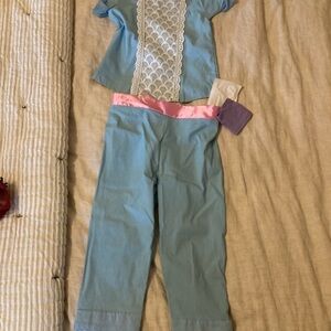 Blue Pajama Set with Pink Accents